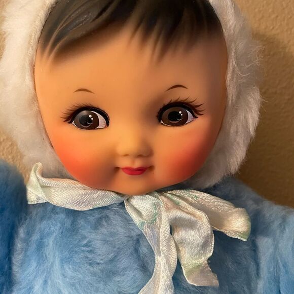 Rubber Face Doll Vintage Hand Painted Face Made in China Original Tag 16 inches - Picture 2 of 16